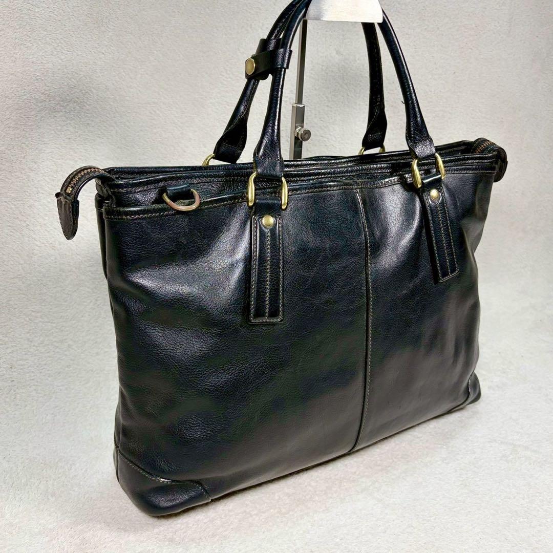 【美品✨】豊岡鞄　本革　ビジネスバッグ　シボ牛革　2way A4収納　ショルダー