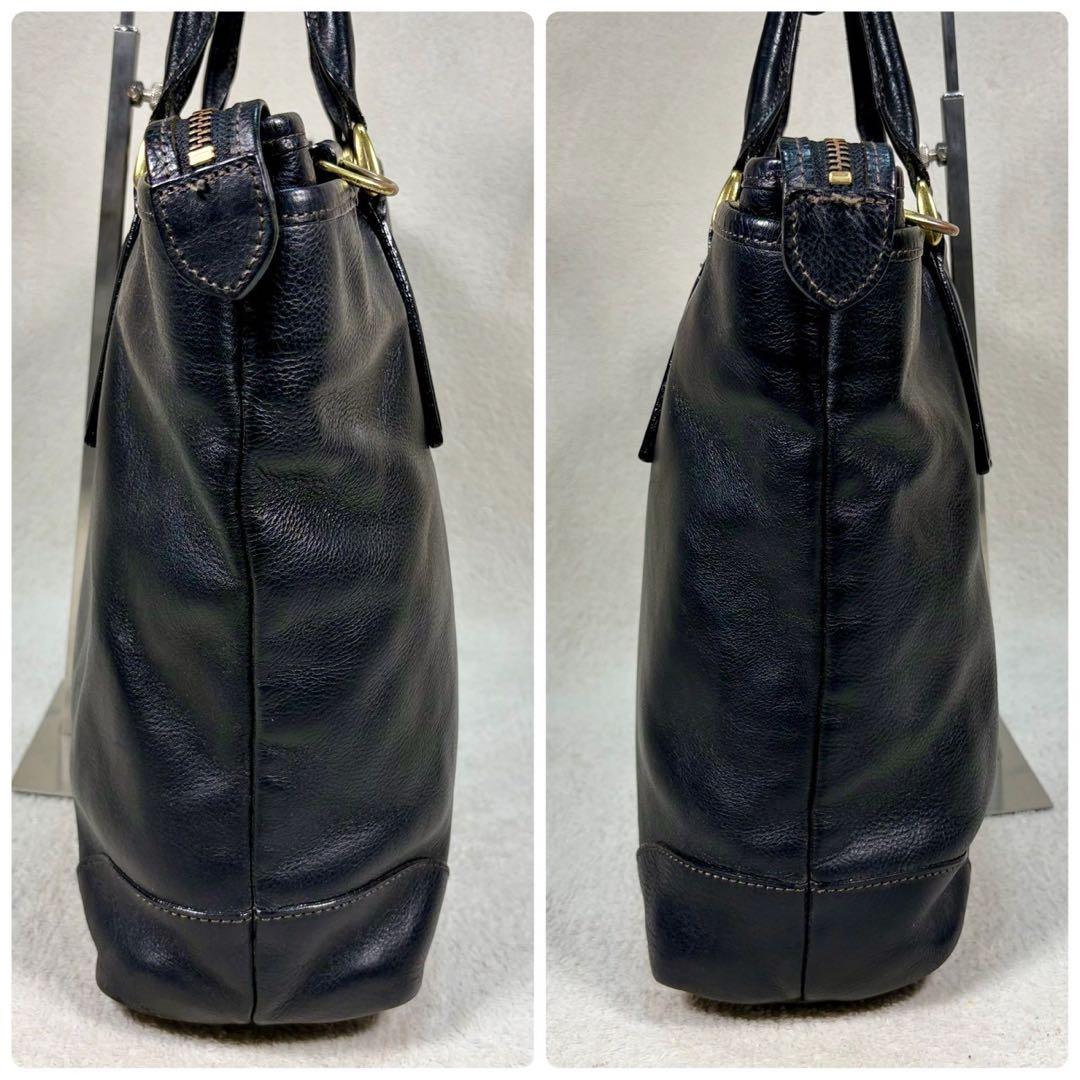 【美品✨】豊岡鞄　本革　ビジネスバッグ　シボ牛革　2way A4収納　ショルダー