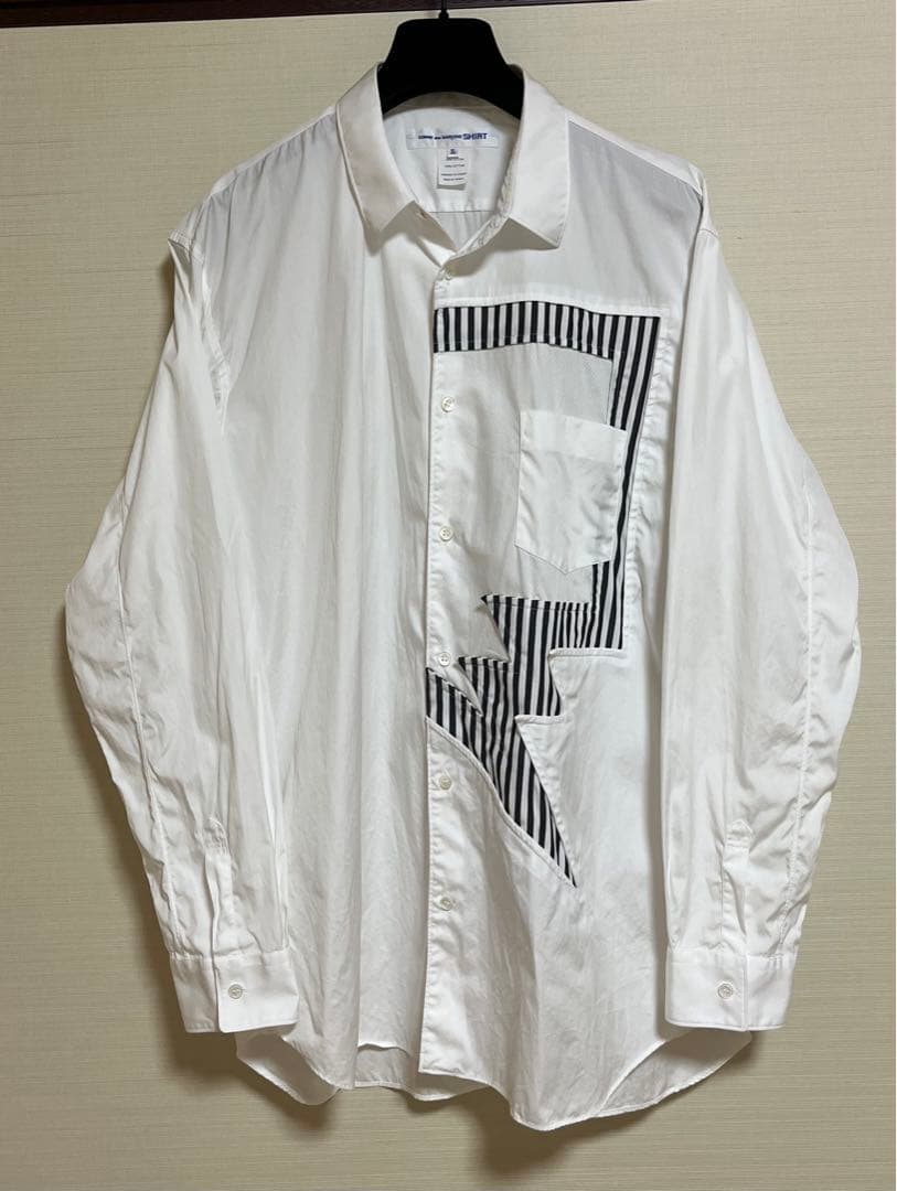 コムデギャルソンシャツ　吹き出しモチーフ 長袖白シャツ サイズXL 22ss