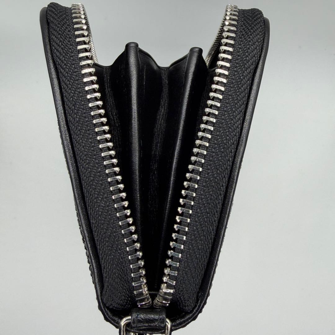 スティングレイ 連石 エイ 長財布 ラウンドファスナー ブラック キャビア