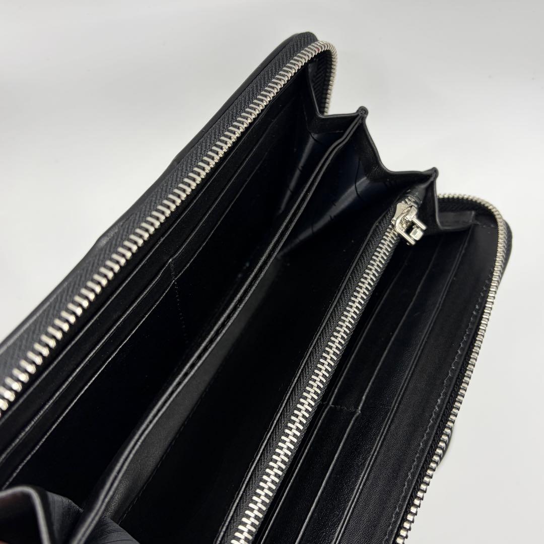 スティングレイ 連石 エイ 長財布 ラウンドファスナー ブラック キャビア