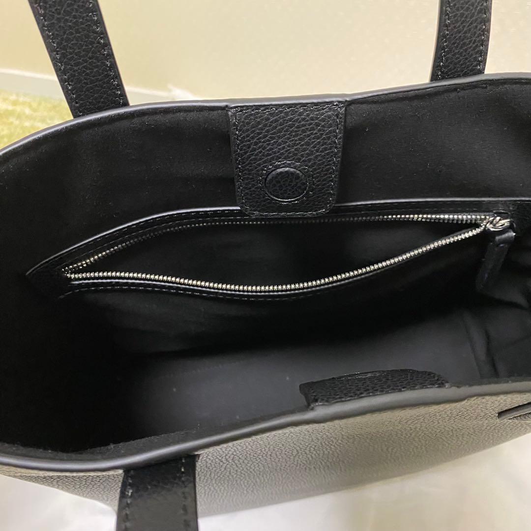 aucentic イタリアンレザー カジュアル トート ミディアム ブラック