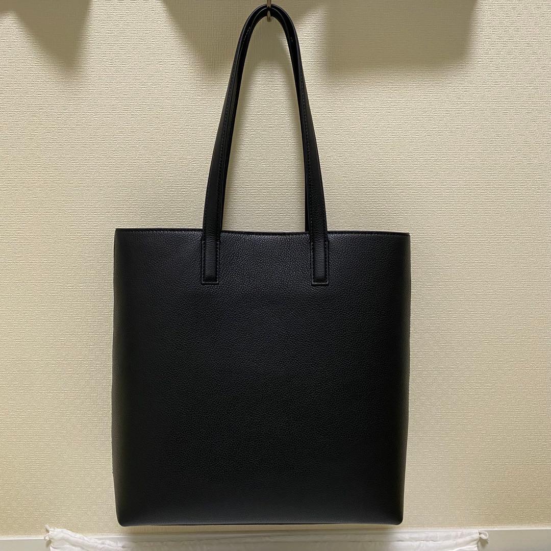 aucentic イタリアンレザー カジュアル トート ミディアム ブラック