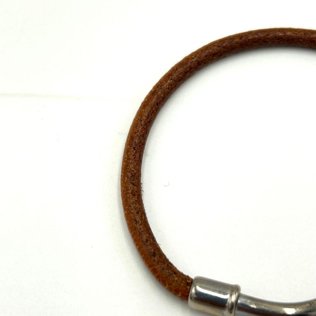 HERMES エルメス ブレスレット バングル ジャンボ レザー シルバー