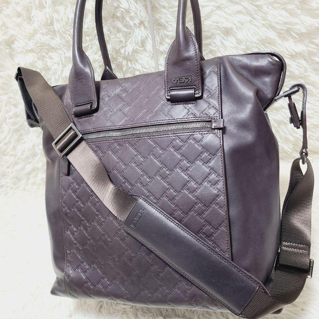 【希少】TUMI　ビジネスバッグ　ロゴ型押し　オールレザー　2WAY　A4収納