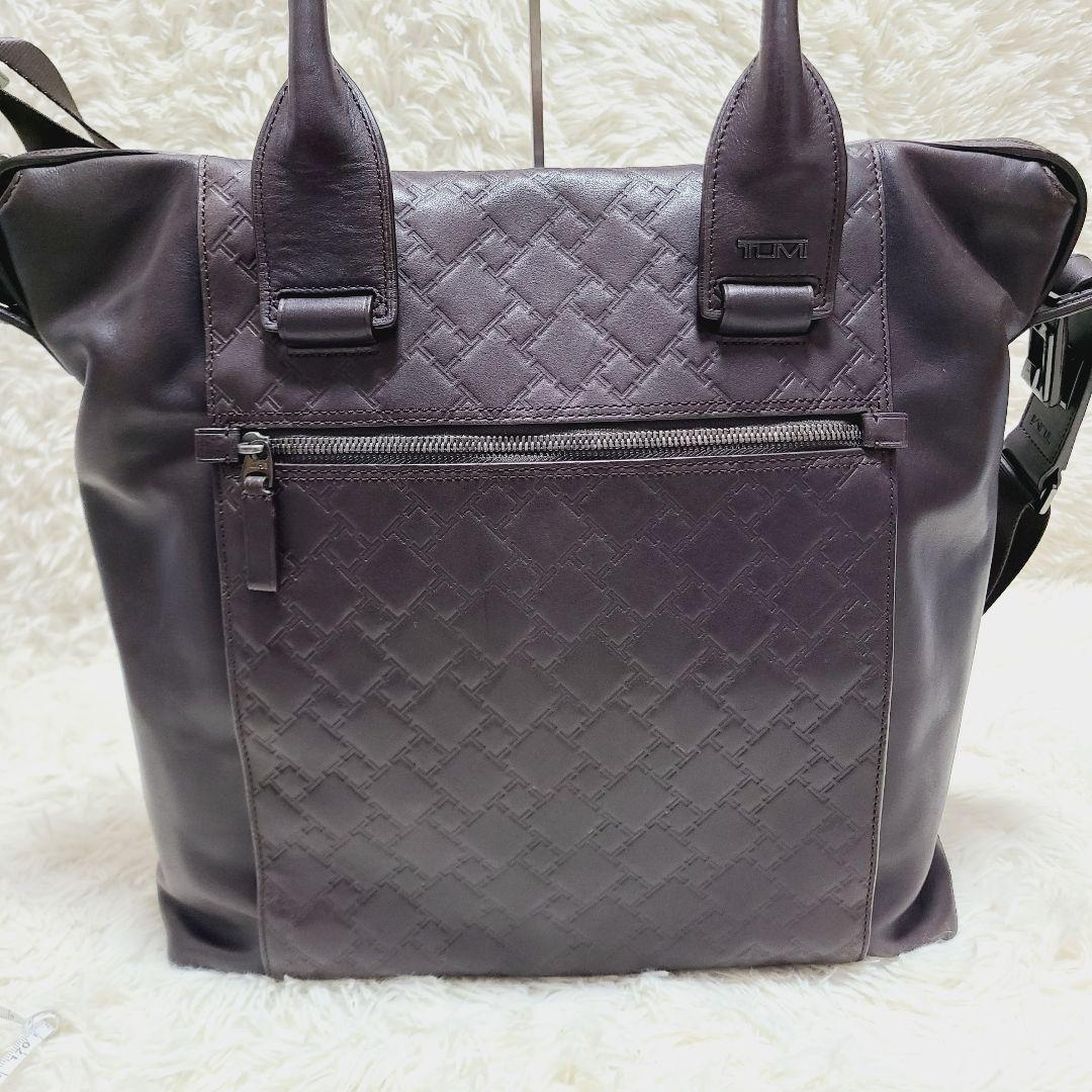 【希少】TUMI　ビジネスバッグ　ロゴ型押し　オールレザー　2WAY　A4収納