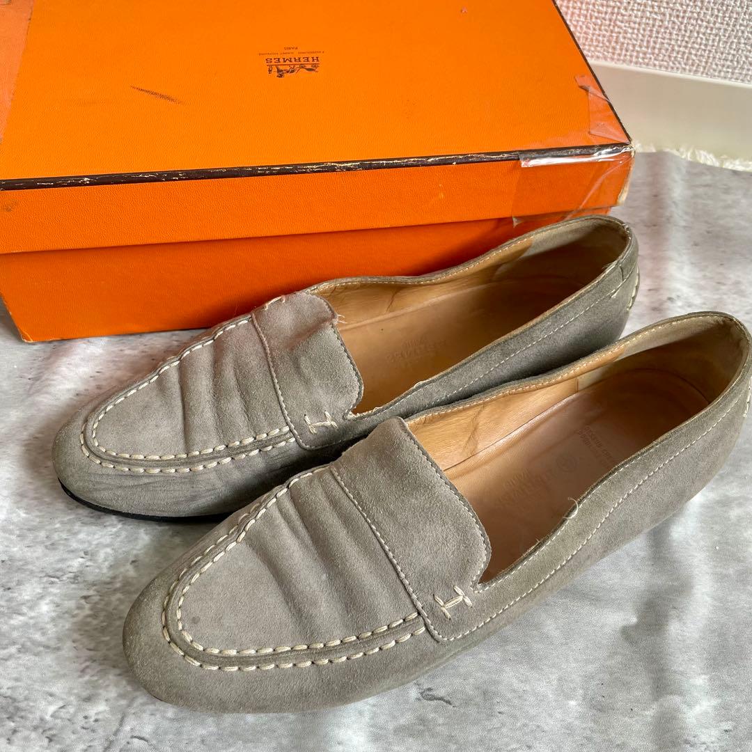 箱あり エルメス ローファー モカシン スエード コンスタンス 40 24.5㎝