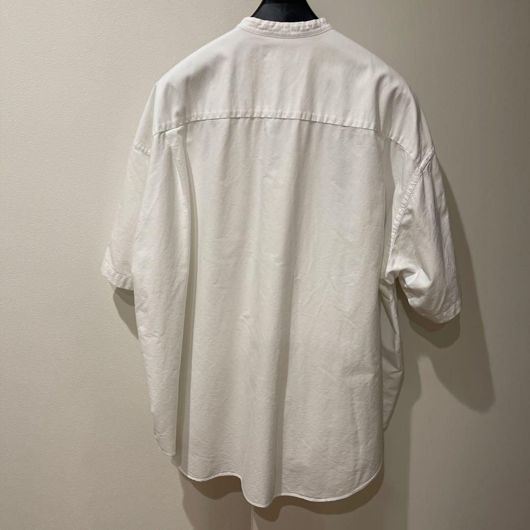 Oxford S/S Oversized Band Collar Shirt 白