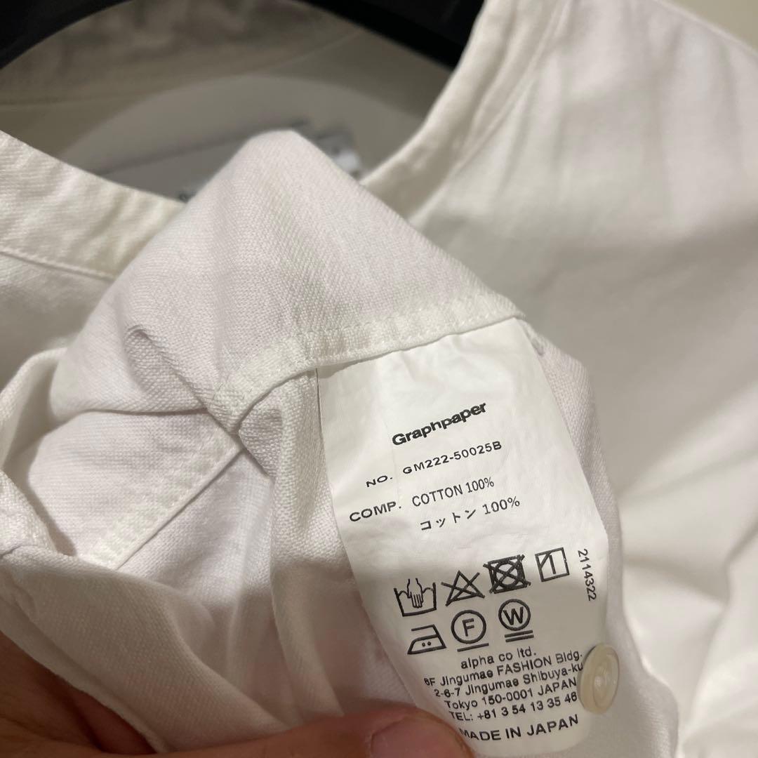 Oxford S/S Oversized Band Collar Shirt 白