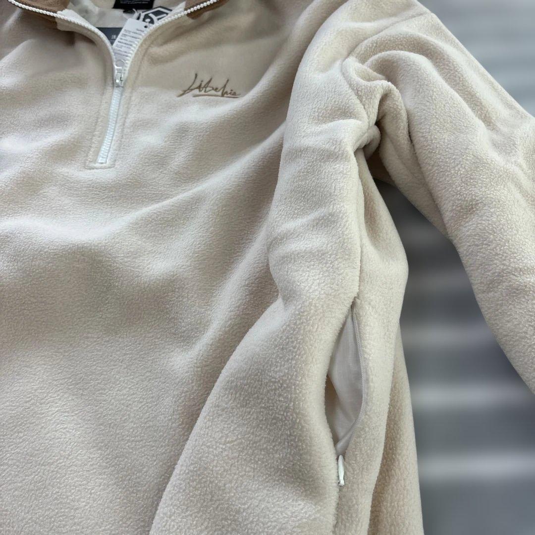 Libelice ハーフジップフリース ベージュ×ブラウンXL