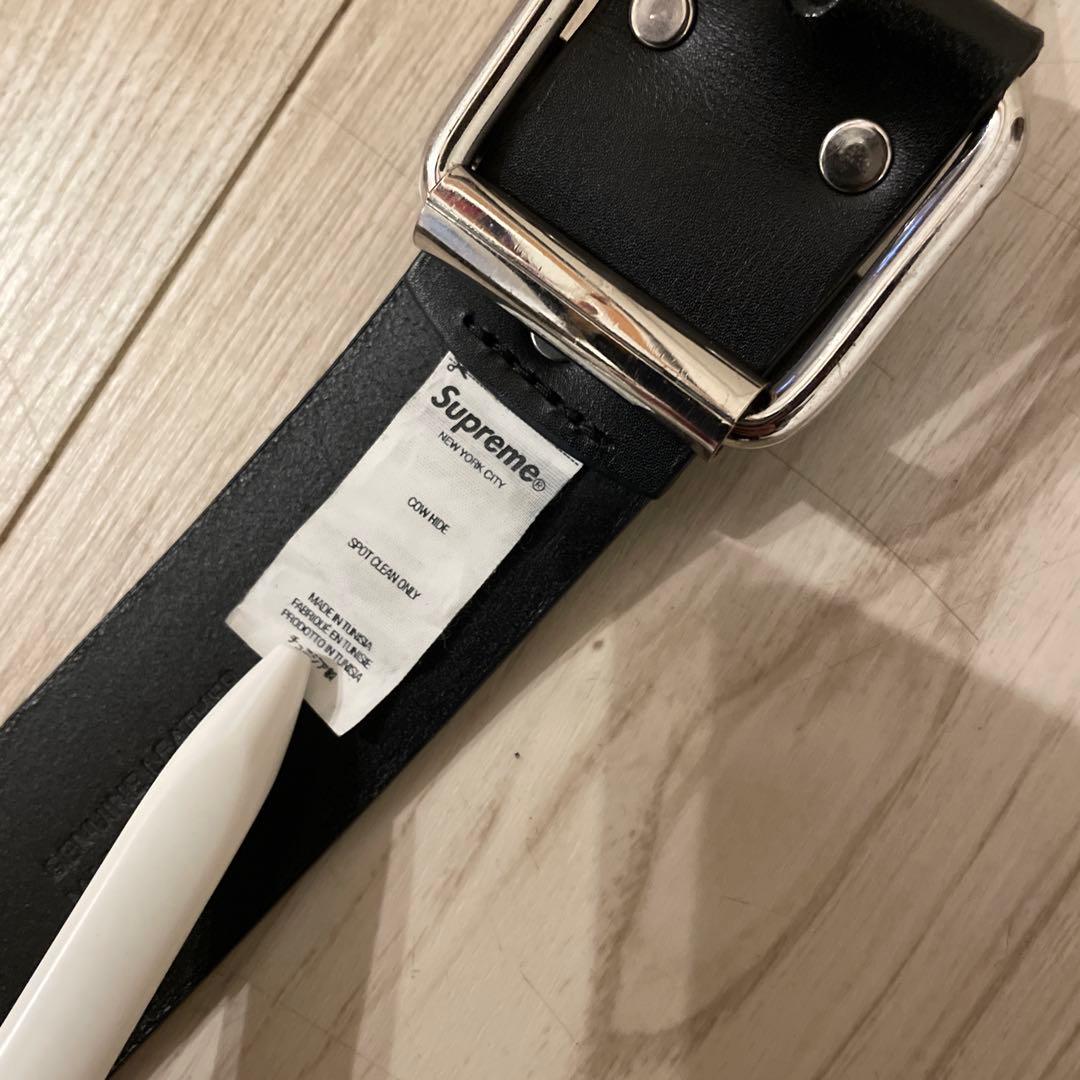Supreme Repeat Leather Belt ブラック　S/M