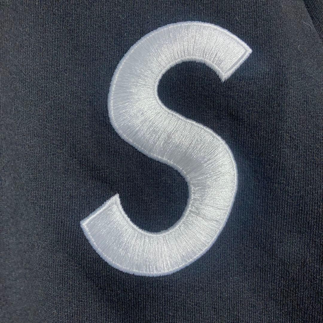 【大人気】SUPREME フルジップパーカー Sロゴ 黒 XL.