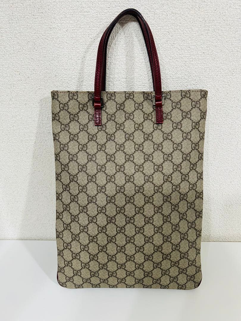 GUCCI グッチ　トートバッグGG柄PVC スプリーム縦長ハンドバッグ