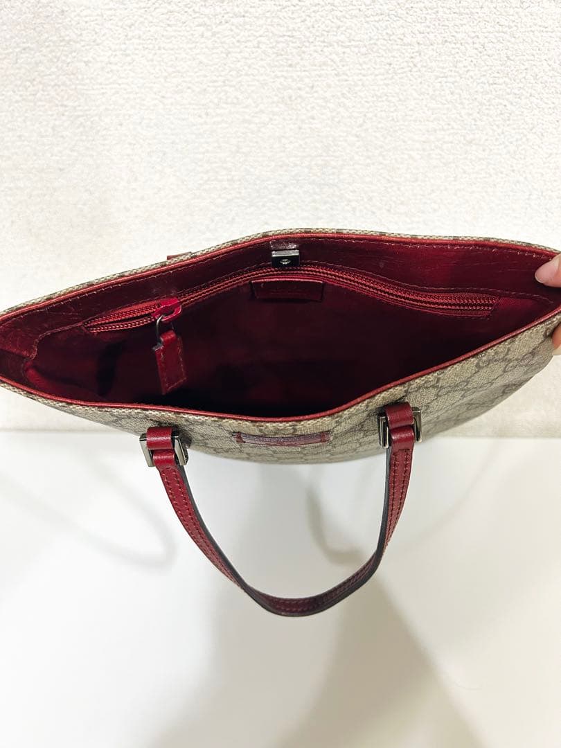 GUCCI グッチ　トートバッグGG柄PVC スプリーム縦長ハンドバッグ