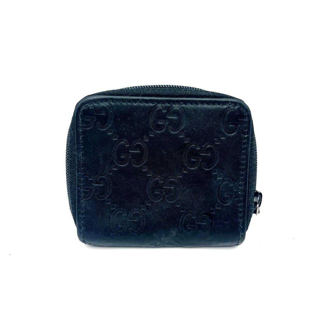 【美品】 GUCCI グッチ ケース シマ ラウンドファスナー ブラック