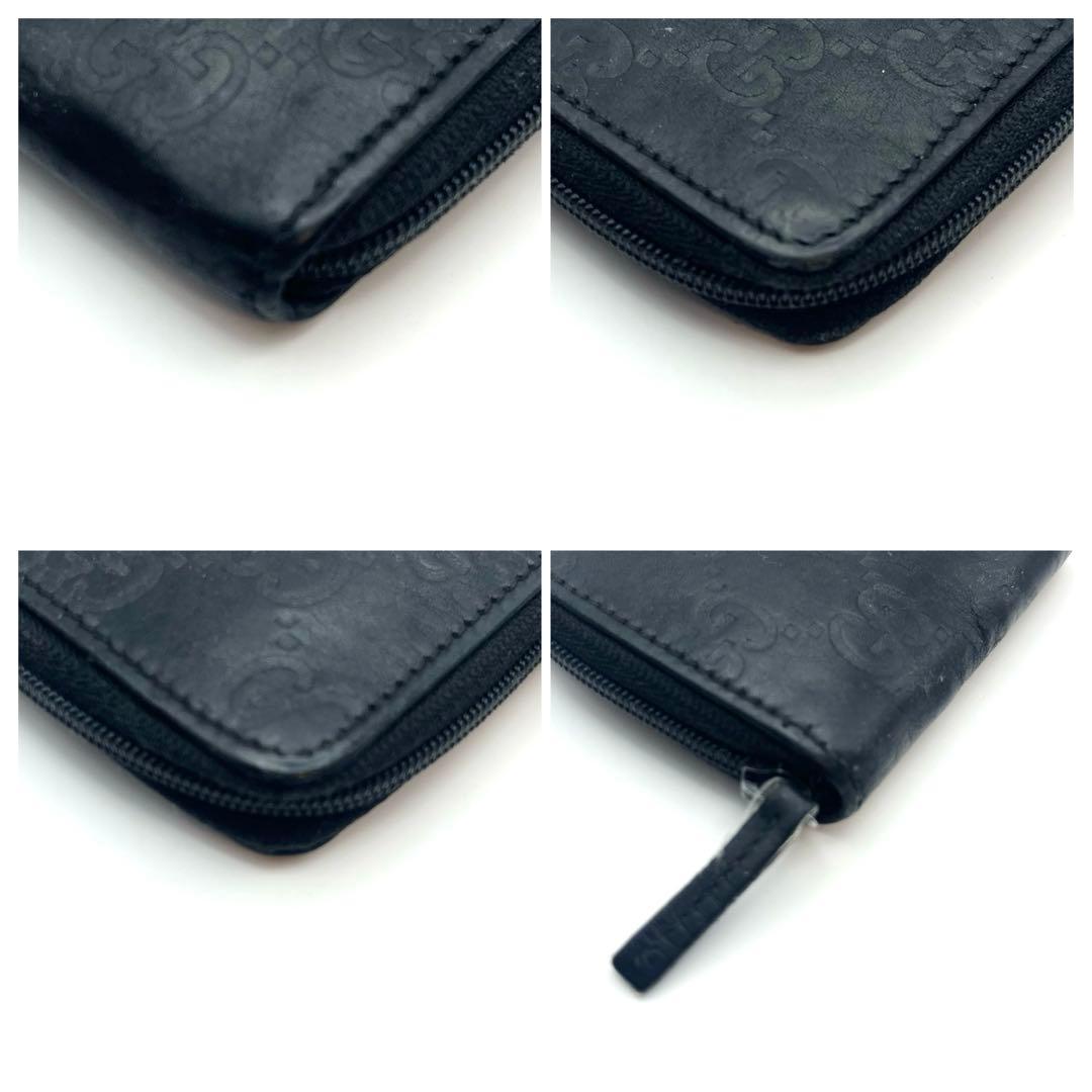 【美品】 GUCCI グッチ ケース シマ ラウンドファスナー ブラック