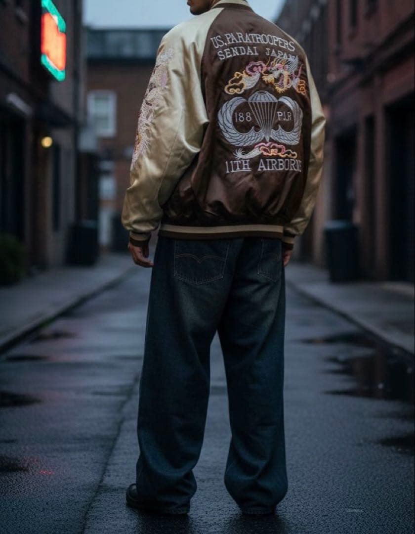 希少 80s Shoot One スカジャン 横須賀ジャンパー　第11空挺師団