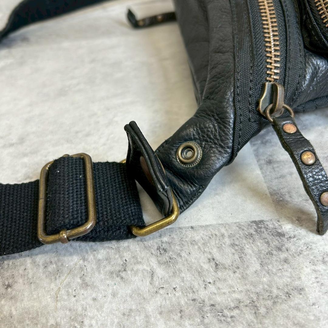 Y2K DIESEL 金属ロゴ レザー ウエストポーチ ショルダー RG385