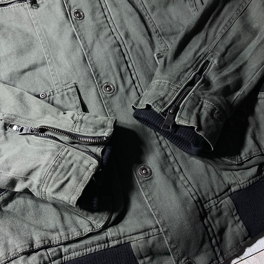 00s archive 短丈 ギミック Wジップ ミリタリージャケット Y2K