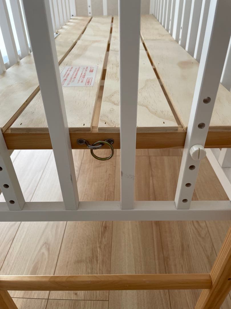 大和屋　そいねーる3 ホワイト　木製ベビーベッド マットス付き