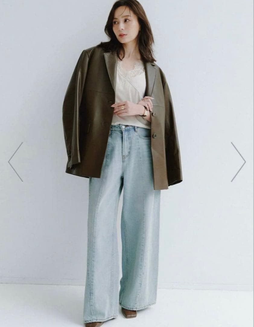 サイドタックカジュアルワイドデニム　anuans