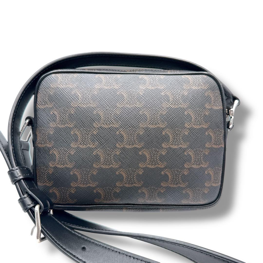 未使用級 セリーヌ トリオンフ ショルダーバッグ キャンバス ブラウン カーフ