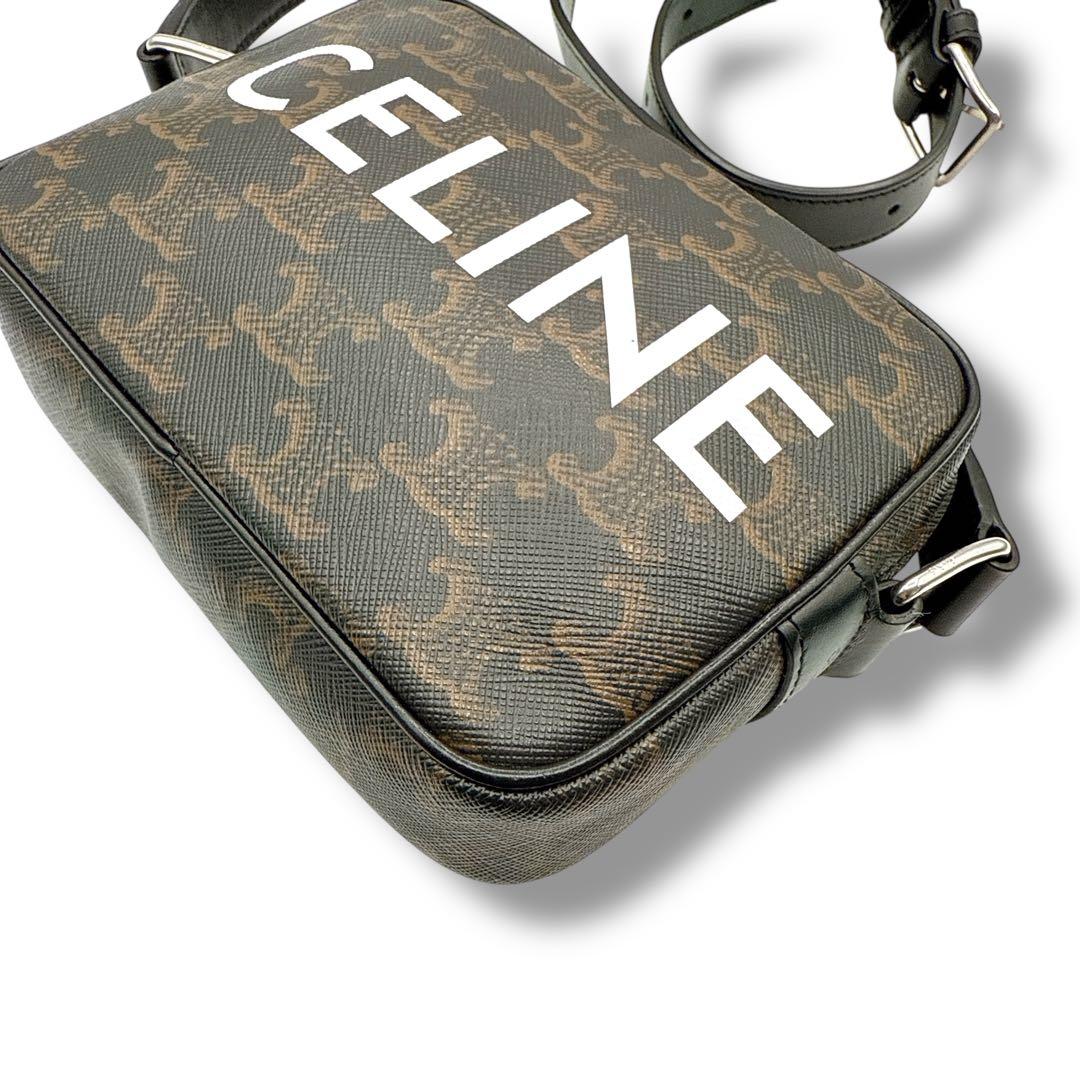 未使用級 セリーヌ トリオンフ ショルダーバッグ キャンバス ブラウン カーフ