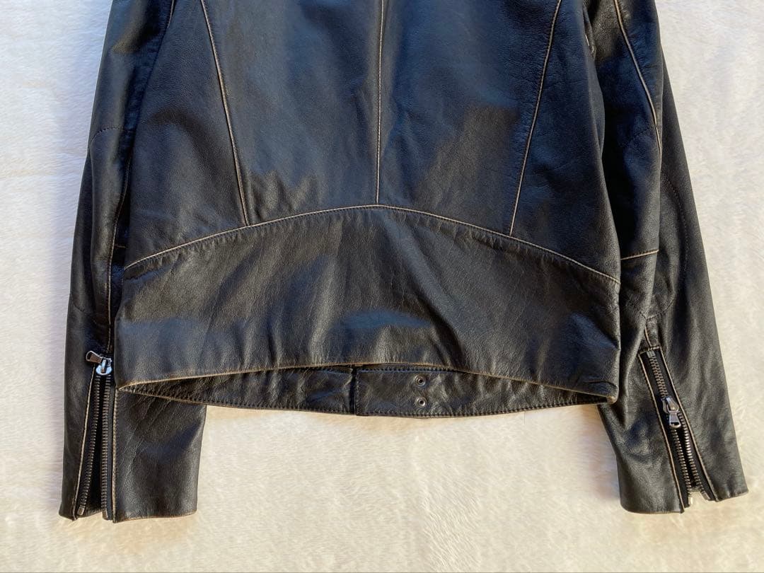 TOMORROWLAND ブラック牛レザー　シングルライダースジャケット