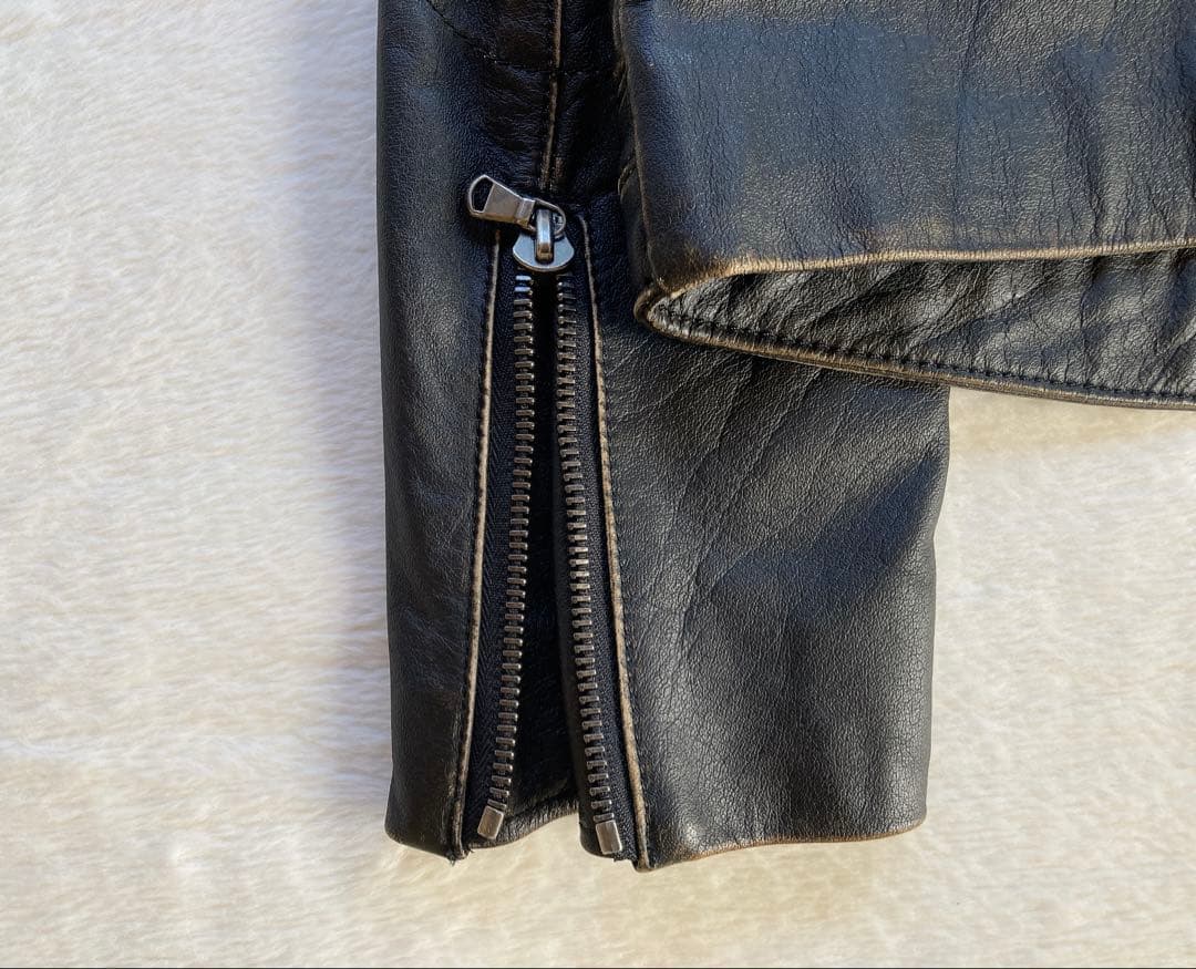 TOMORROWLAND ブラック牛レザー　シングルライダースジャケット