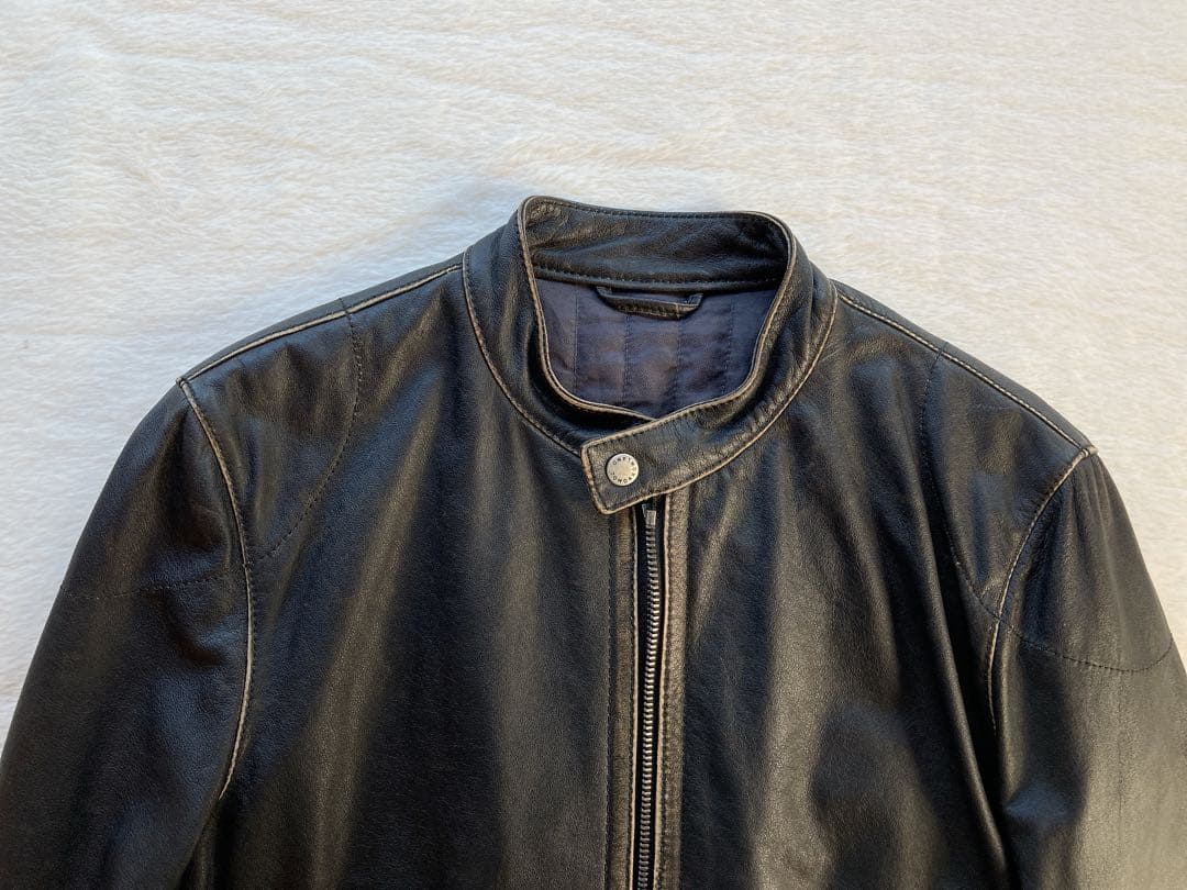 TOMORROWLAND ブラック牛レザー　シングルライダースジャケット