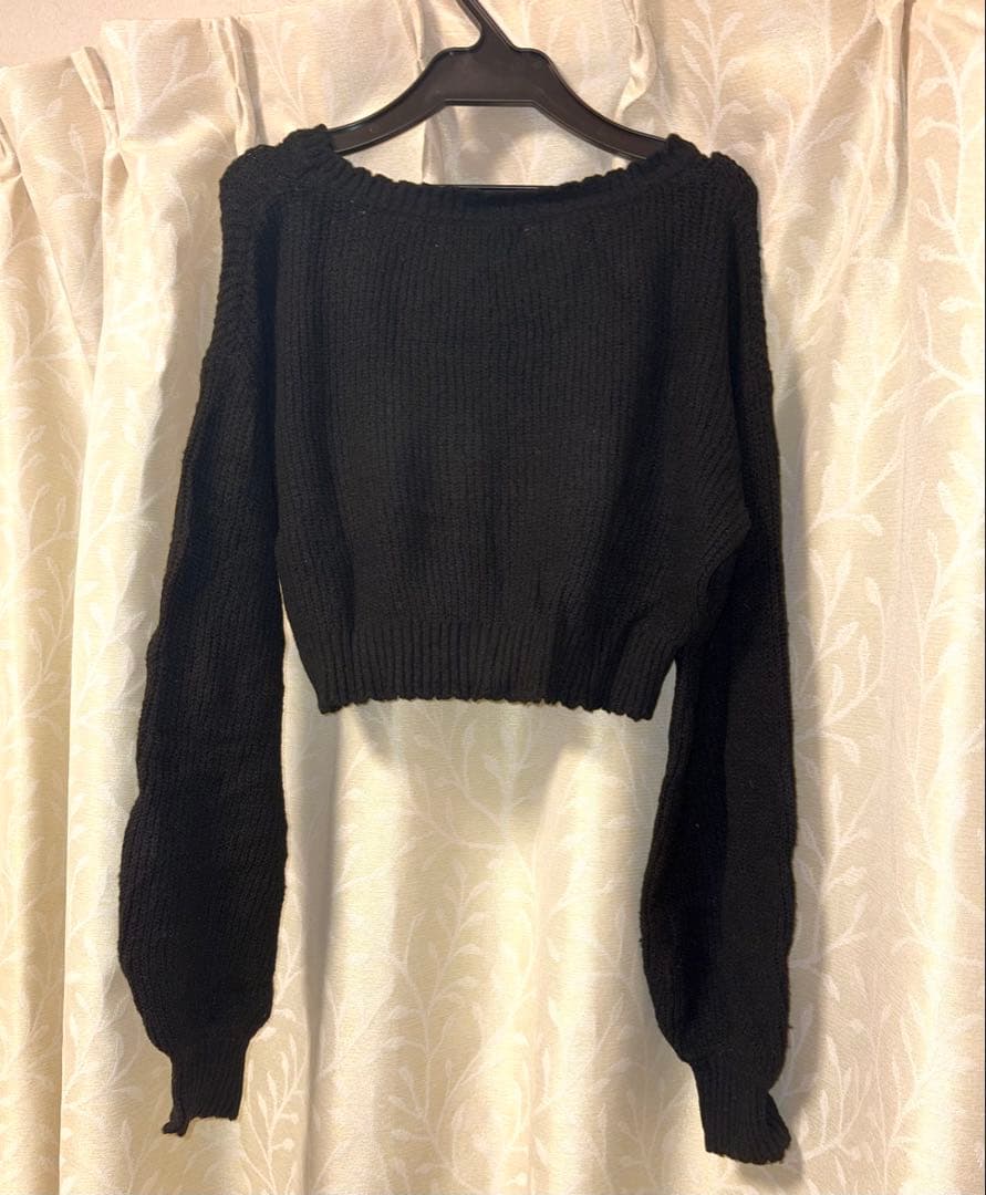 pium ぴうむ 千鳥柄ニットワンピカーデセット ブラック