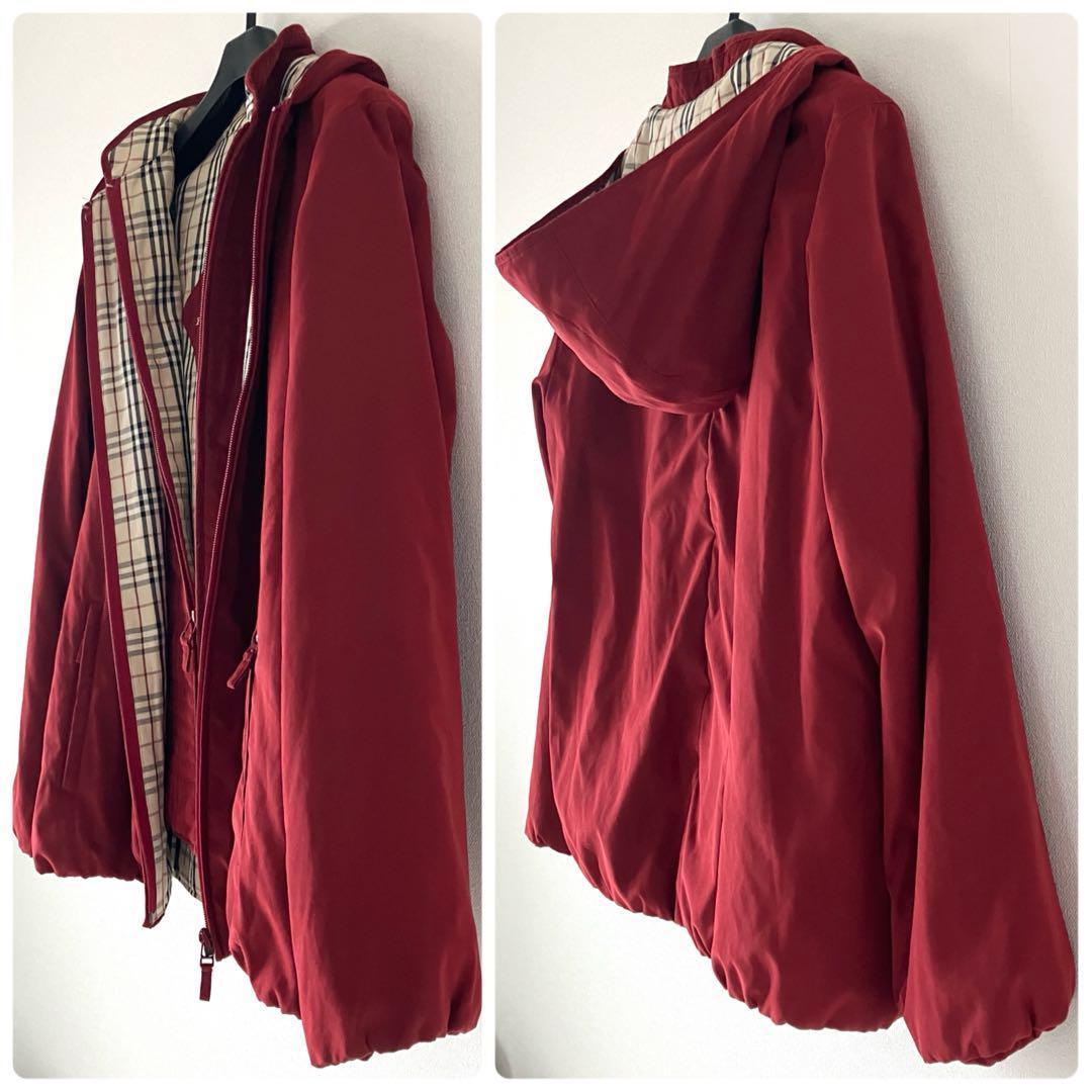 バーバリーロンドン 3way ノバチェック フーデッドブルゾン 9 ワインレッド