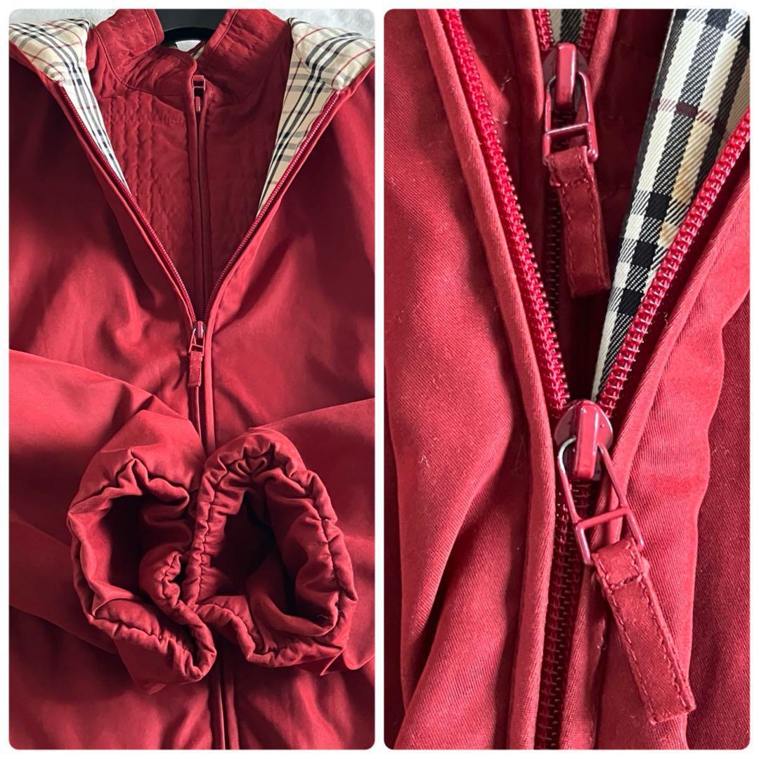 バーバリーロンドン 3way ノバチェック フーデッドブルゾン 9 ワインレッド