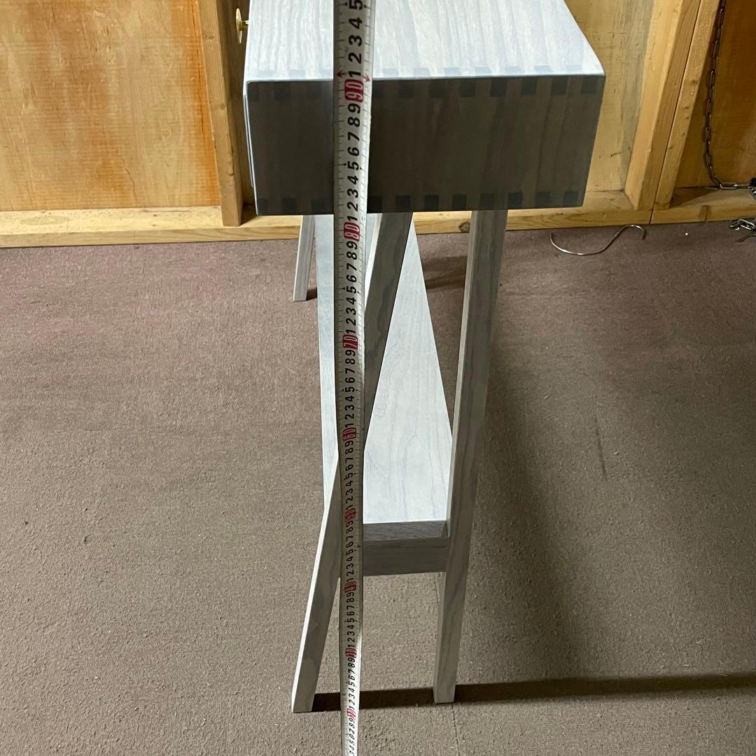 【美品】大川家具 境木工 コンソールテーブル 長机 ジンダイ グレーブルー
