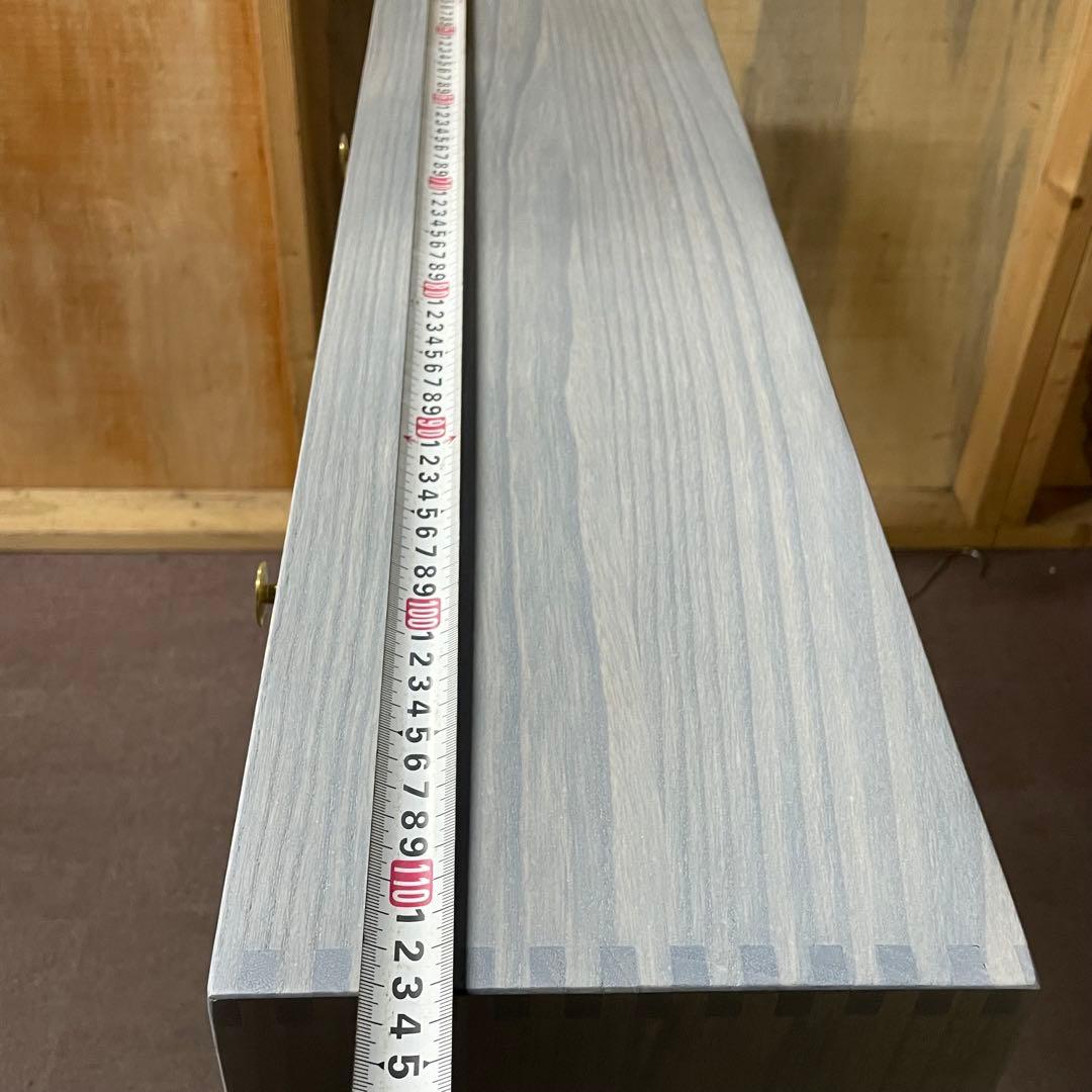 【美品】大川家具 境木工 コンソールテーブル 長机 ジンダイ グレーブルー