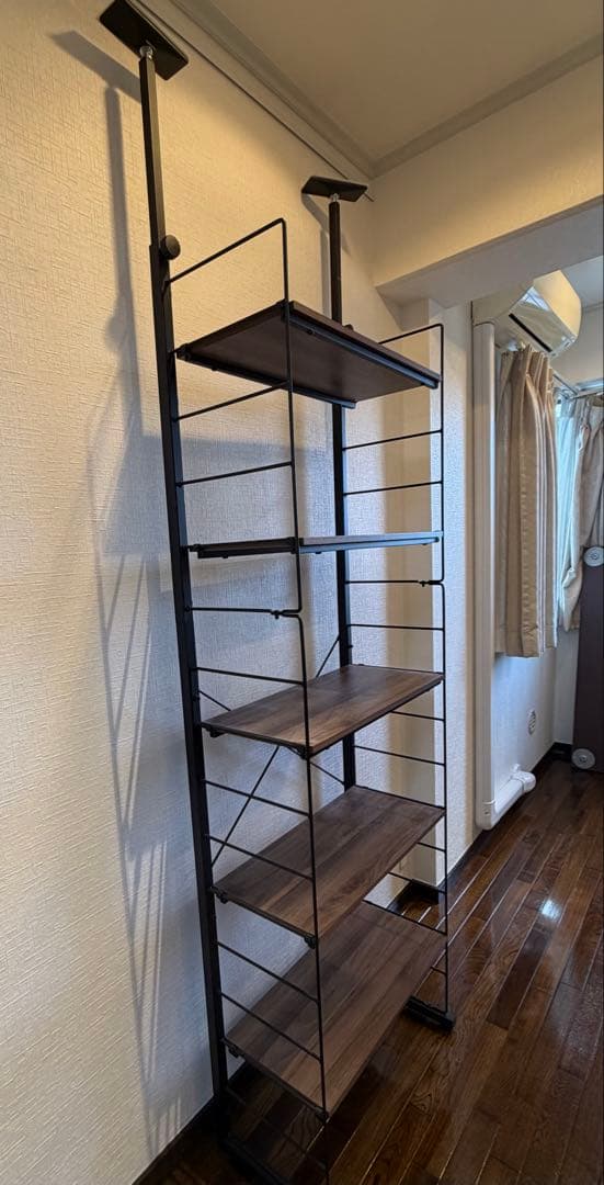 ニトリ 突っ張り壁面収納Nポルダ スリムタイプ (幅60cm ミドルブラウン)