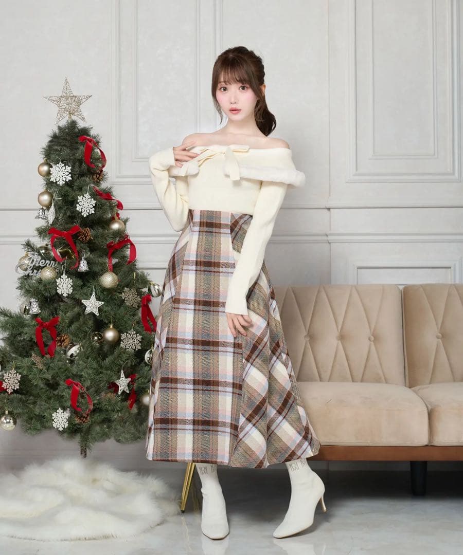 【タグ付き新品】Rose Muse Fur ribbon knit ホワイト