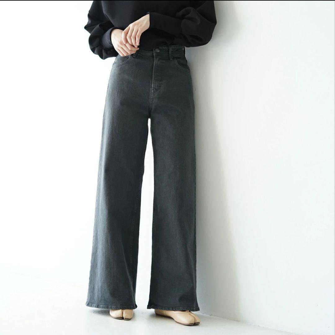 新品タグ付き✨ヤヌーク ワイドフレア デニム ブラック 新木優子さん着用モデル