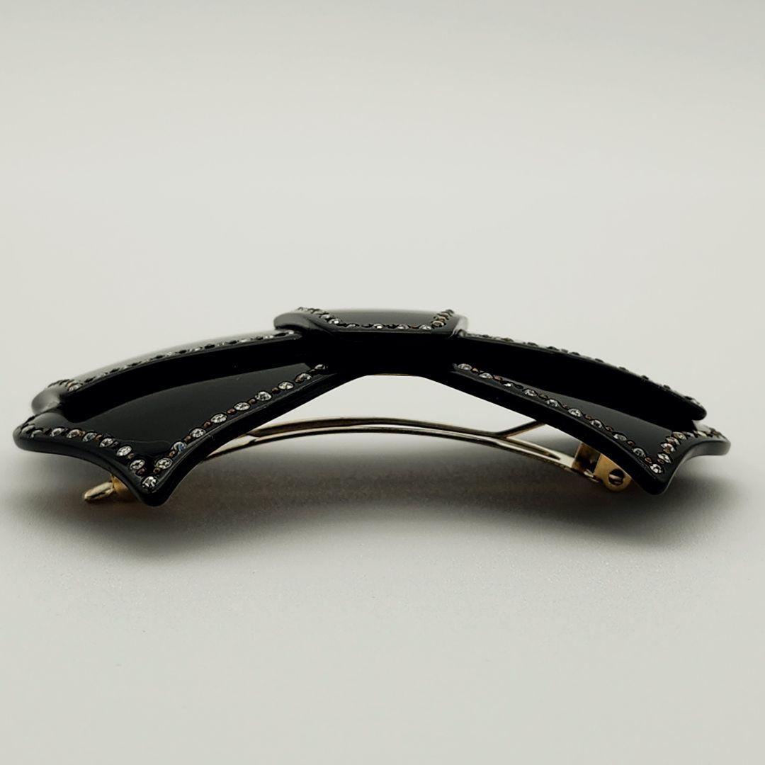 ★ALEXANDRE DE PARIS★ バレッタ リボン ストーン ブラック