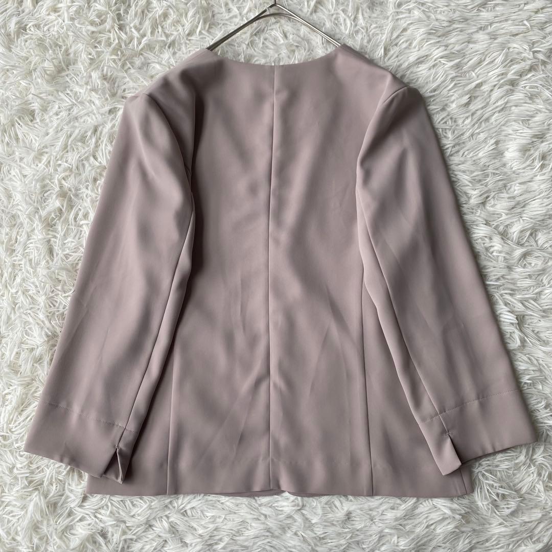 ナチュラルビューティーベーシック　ノーカラーパンツスーツ　セットアップ　 L