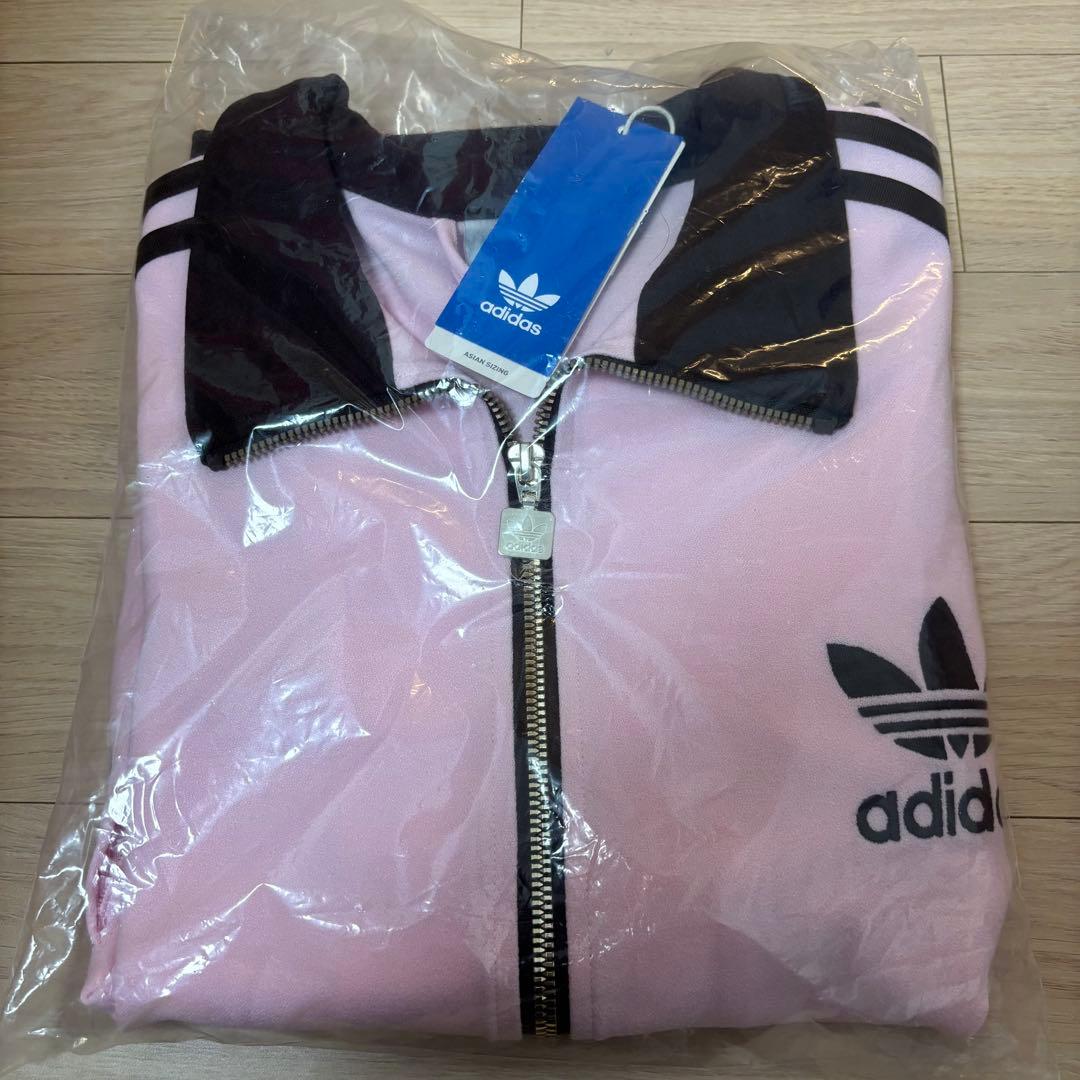 韓国限定⭐️新品S adidas トラックジャケット 刺繍ロゴ ピンク×ブラウン