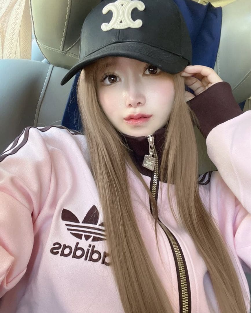 韓国限定⭐️新品S adidas トラックジャケット 刺繍ロゴ ピンク×ブラウン