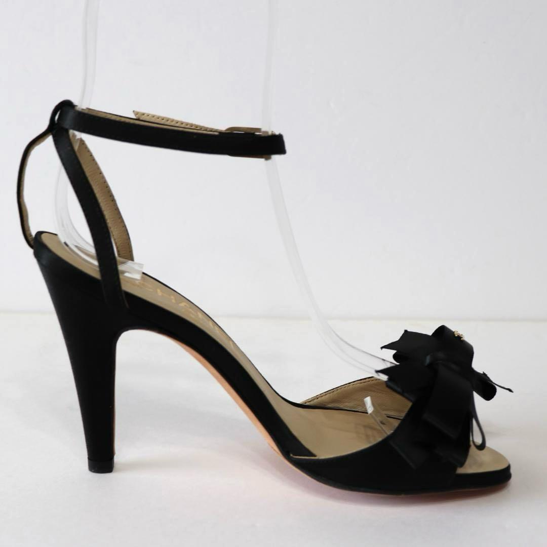 未使用 CHANEL シャネル サンダル リボン ココマーク ブラック 23cm