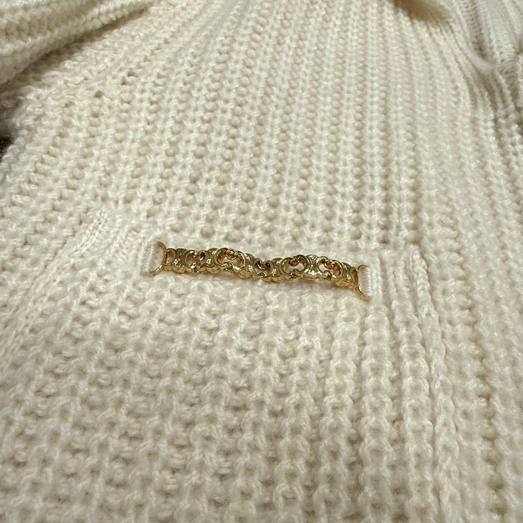 CELINE セリーヌ リブ編み ニット ブルゾン レディース S カーディガン