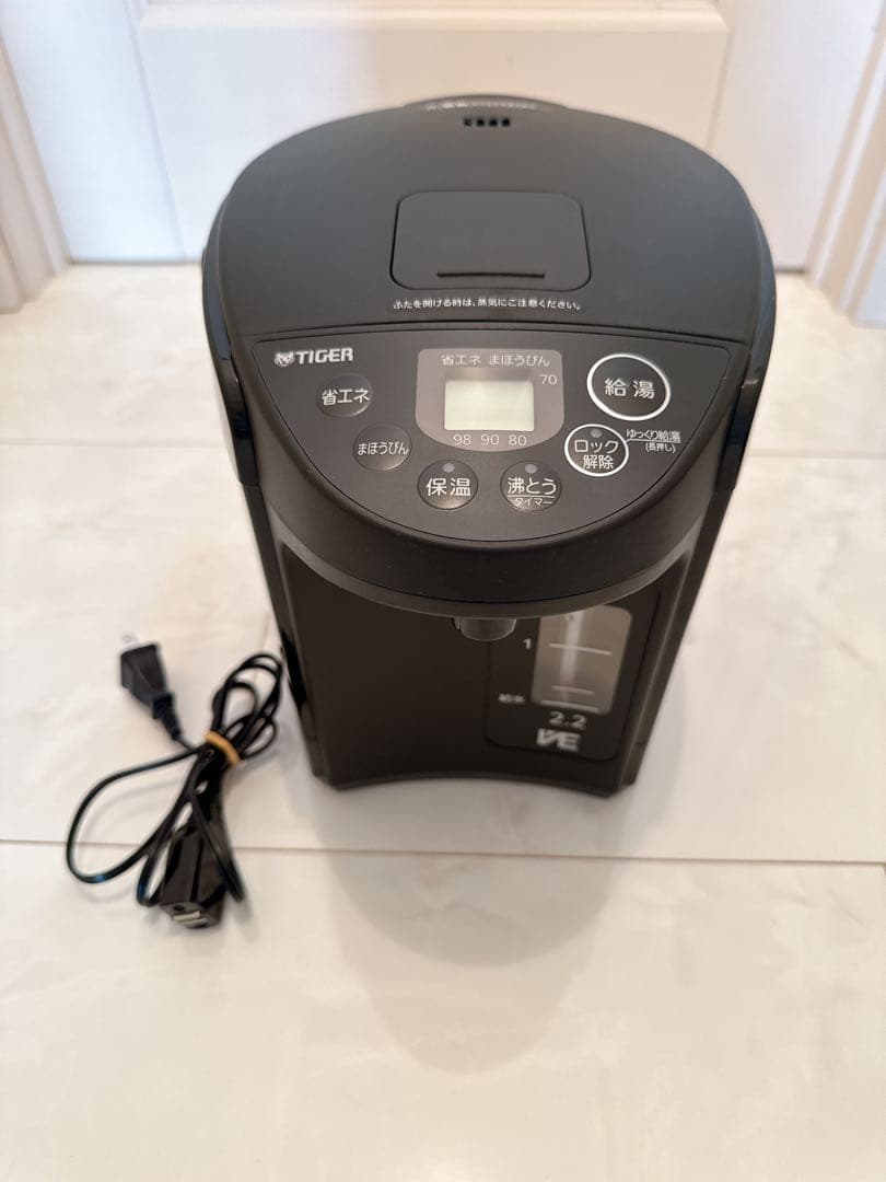 【極美品】タイガー PIQ-G220 電気ポット 2.2L クールブラック