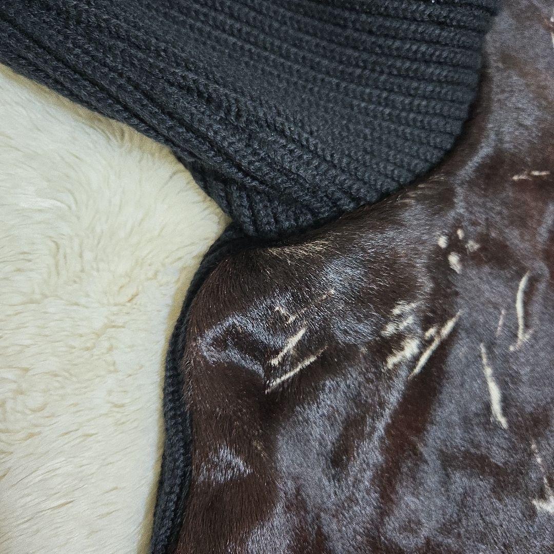 超希少 エンポリオアルマーニ ブラックポニー ハラコ毛皮 セーター ジャケット