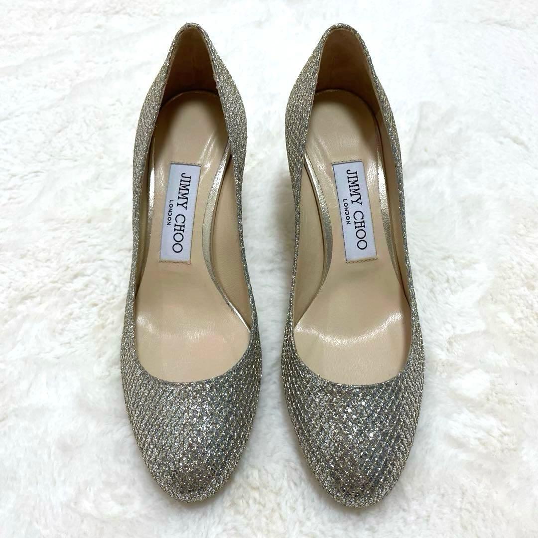 極美品✨ジミーチュウ シルバー×ゴールド パンプス ブライダルシューズ 22.5