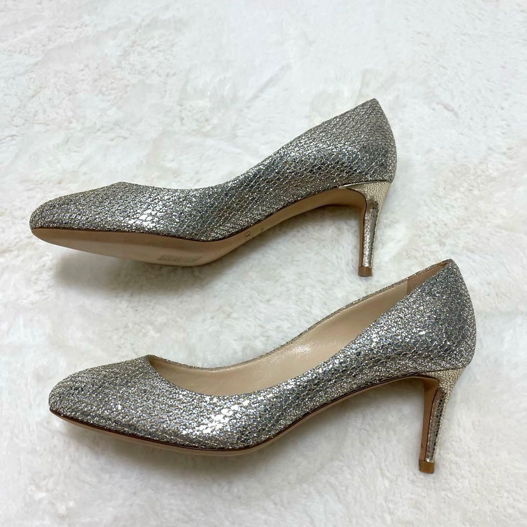 極美品✨ジミーチュウ シルバー×ゴールド パンプス ブライダルシューズ 22.5