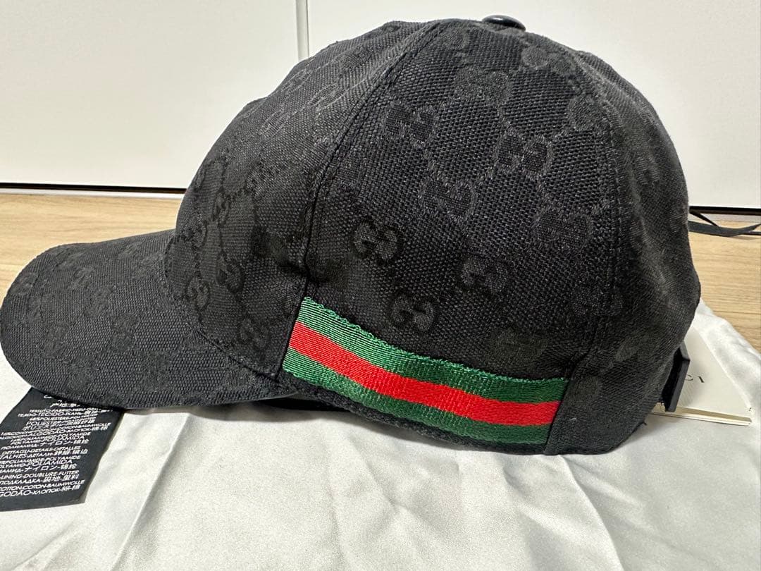GUCCI ブラック GGパターン キャップ Sサイズ