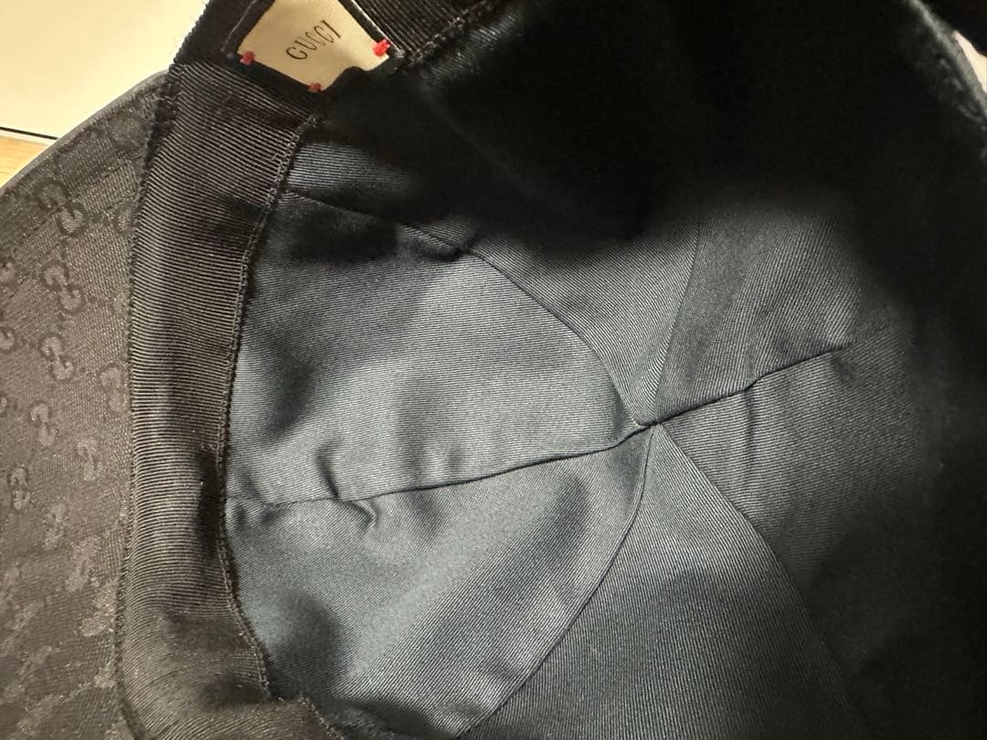 GUCCI ブラック GGパターン キャップ Sサイズ